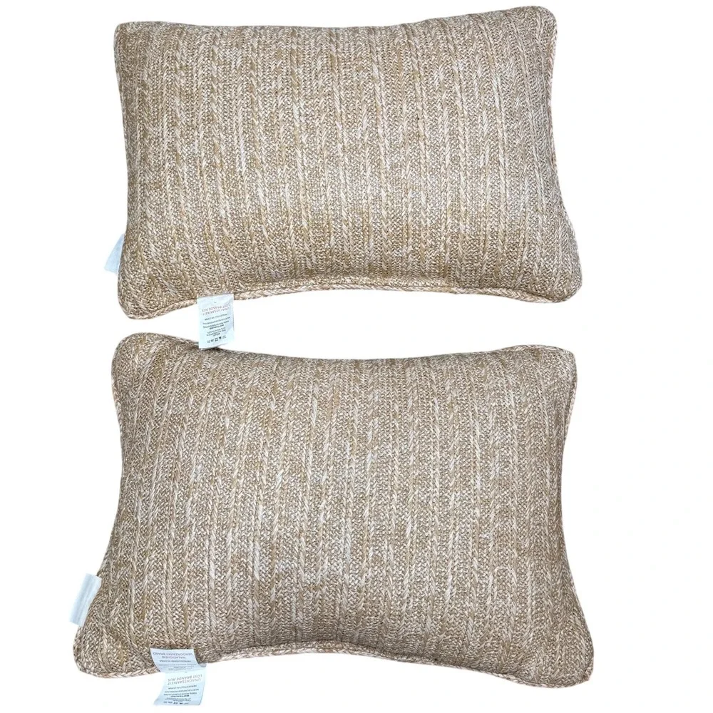 Set‎ of 2 Christmas Tree Embroidered Woven Lumbar Throw Pillows Festive Coastal